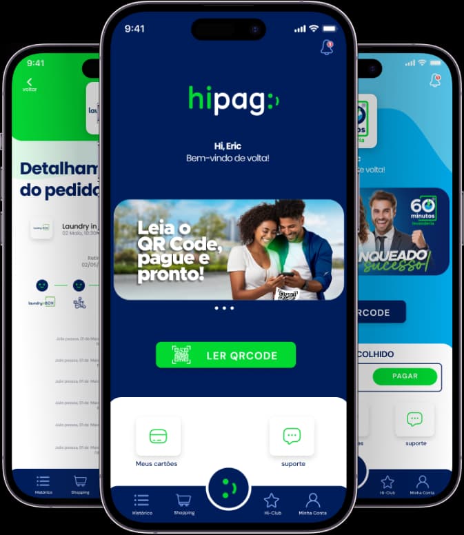 Telas do app Hipag no celular